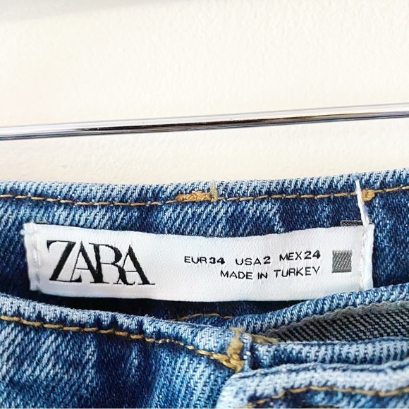 ZARA Cropped Wide Leg Flare Jeans With Gold Buttons 70’s - Picture 6 of 9